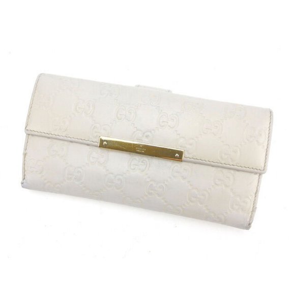 Gucci Wallet Purse Long Wallet Guccissima White Woman Authentic Used - Picture 5 of 6